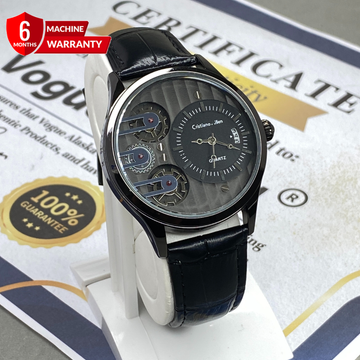 Cristiano Aillen Face Gear Display Analog Quartz Movement Straps Watch With Date Display For Men