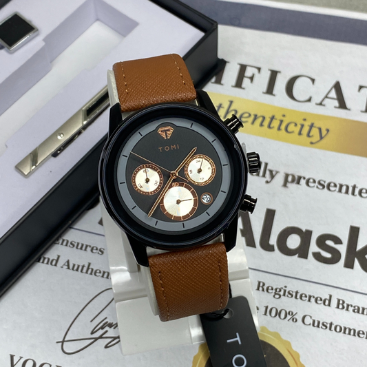 TOMI T-603 S6 Series Chronograph Business Watch With Cufflinks & Tie Pin For Men