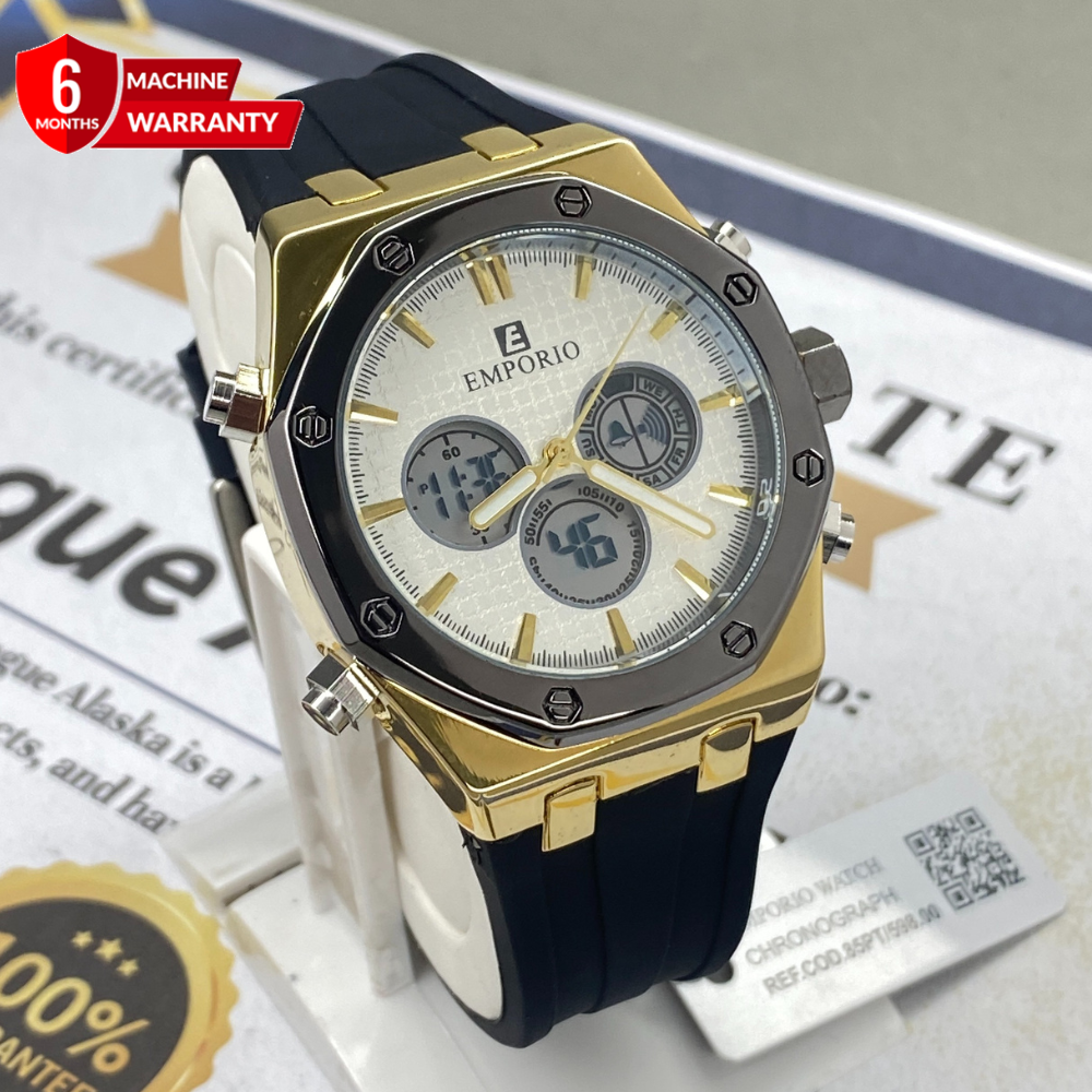 Dominic Watch Luxury Men’s Dual Time Multifunction Watch with Octagonal Dial and Sil
