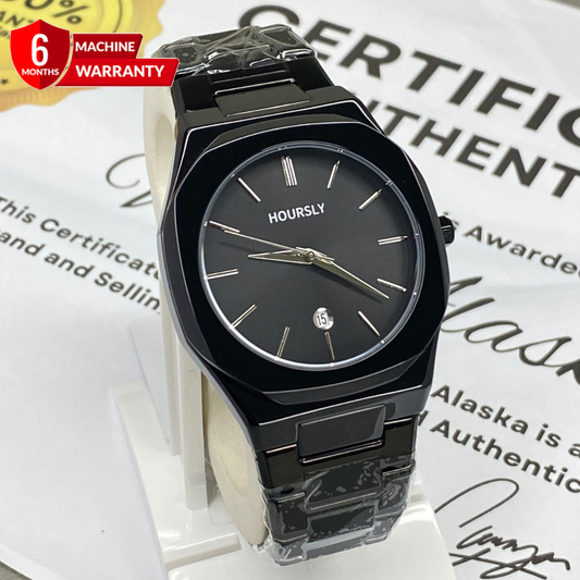 HOURSLY Octagonal Dial Stainless Steel Chain Analog Watch with Secure Butterfly Lock And Date Display