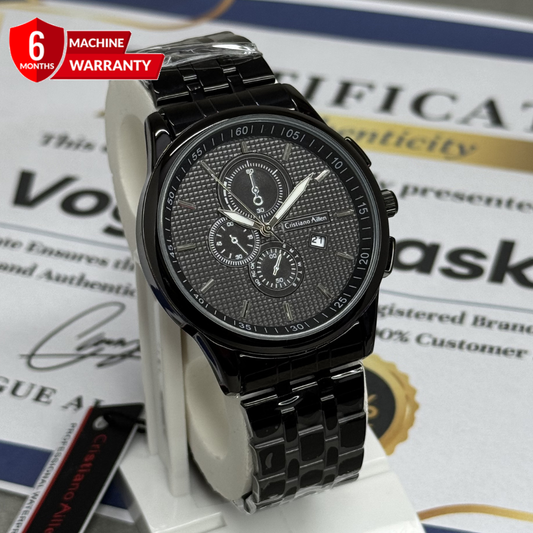 Cristiano Aillen Analog Quartz Round Dial Stainless Steel Watch For Men With Date Display