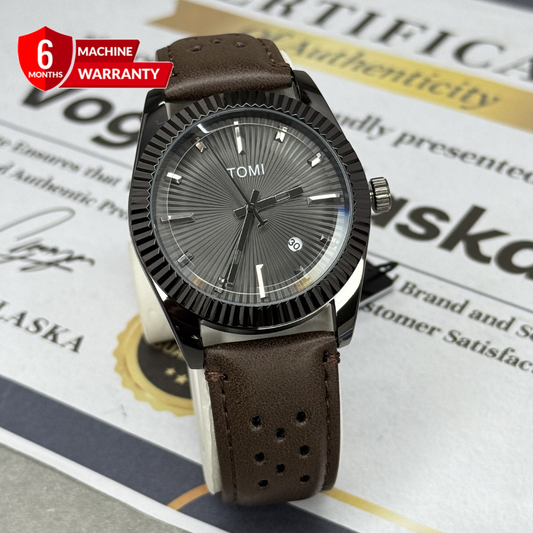 TOMI T-098 Round Dial Analog Quartz Movement Straps Watch With Date Display For Men