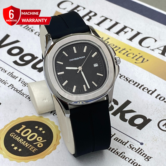 Universe Point Men’s Analog Quartz Watch with Silicone Strap Magnetic Lock and Date Display