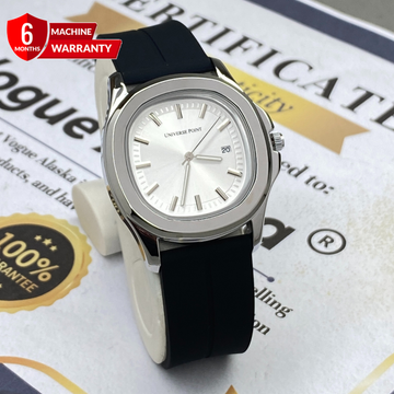 Universe Point Men’s Analog Quartz Watch with Silicone Strap Magnetic Lock and Date Display