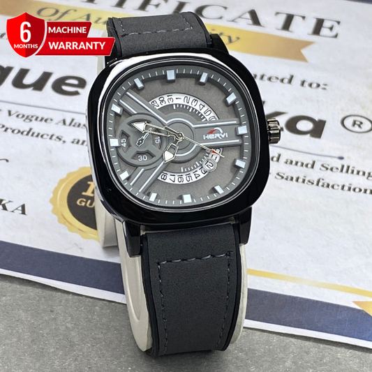 HERYI Square Dial Analog Quartz Straps Watch With Date Display For Men