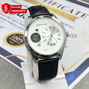 Cristiano Aillen Face Gear Display Analog Quartz Straps Watch For Men With Date Display