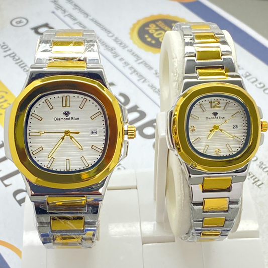 DIAMOND BLUE Analog Stainless Steel Made Couple Watch