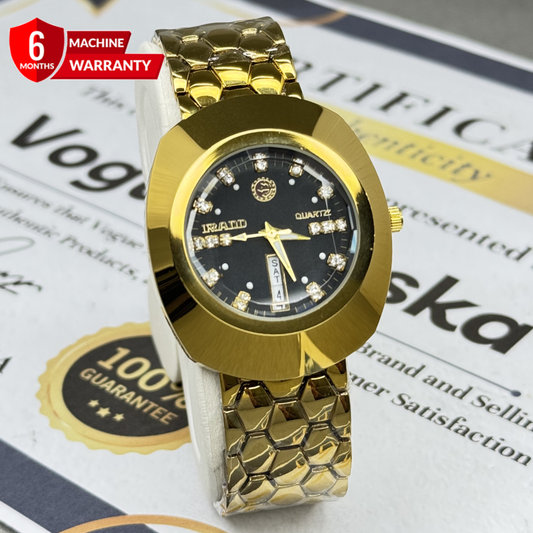 Men's Analog Quartz Movement Luxury Stainless Steel Chain Watch With Date & Day Display