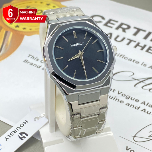 HOURSLY Octagonal Dial Stainless Steel Analog Chain Watch With Butterfly Lock