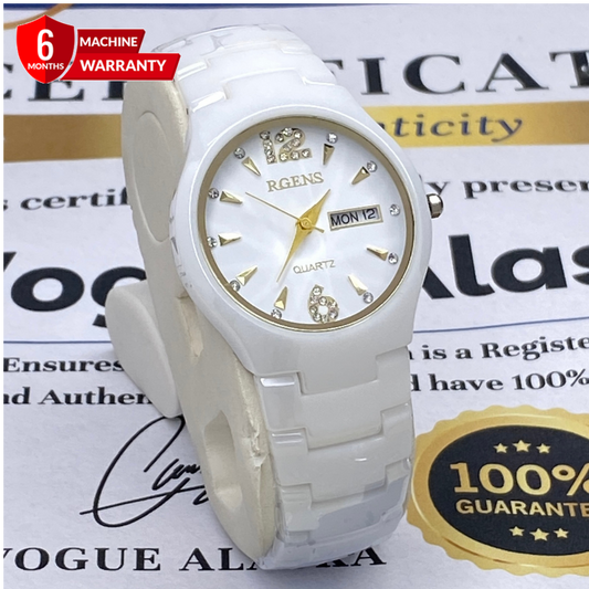 RGENS Mens premium Analog Quartz Movement Stone Made watch With Date & Day Display