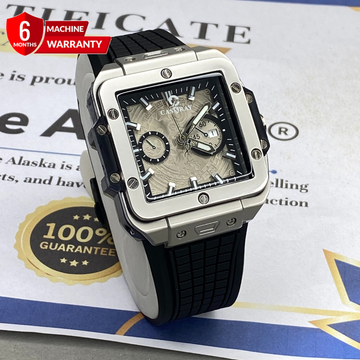 CASSRAY Square Shape Metallic Dial Durable Rubber Straps Analog Quartz Watch With Date Display For Men