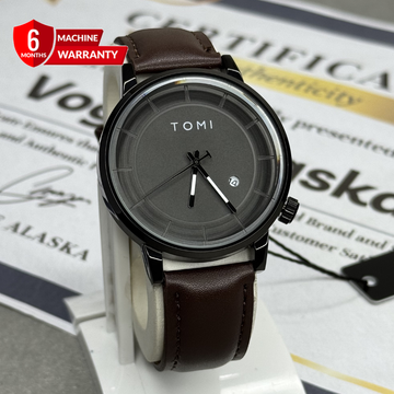 TOMI T-101 Round Dial Analog Quartz Movement Straps Watch With Date Display For Men