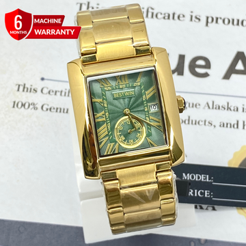 BESTWIN Analog Rectangular Dial Stainless Steel Made Watch For Men With Date Display