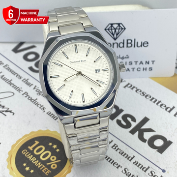 Premium Classic Octagonal Dial Stainless Steel Chain Watch for Men with Date Display