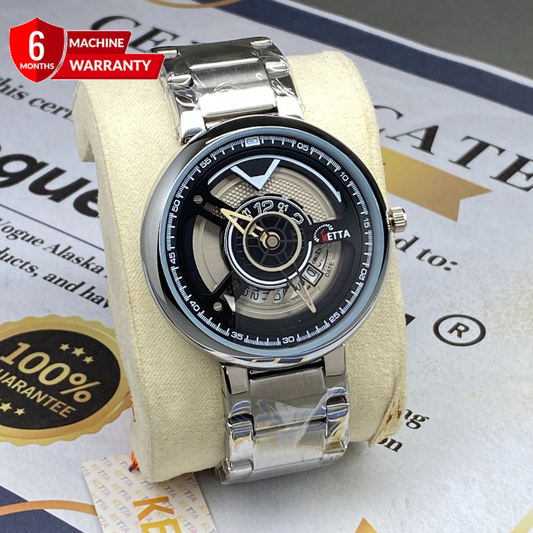KETTA Classic Stainless Steel Chain Men’s Watch with Analog Quartz Movement and Date Display