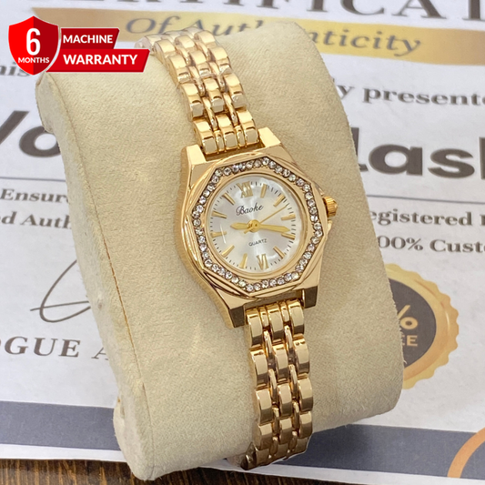 Baoki Premium Octagonal Shape Chain Watch for Ladies with Luxury Stainless Steel Finish