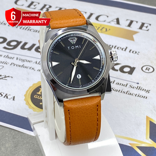 TOMI T-041 Round Dial Analog Quartz Movement Straps Watch With Date Display For Men