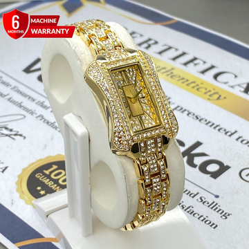 Luxury Iced Out Design Concave Shape Dial Ladies Chain Watch - A Perfect Gift For Her