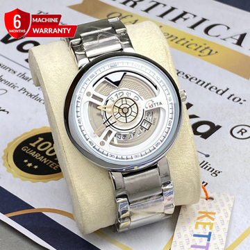 KETTA Classic Stainless Steel Chain Men’s Watch with Analog Quartz Movement and Date Display