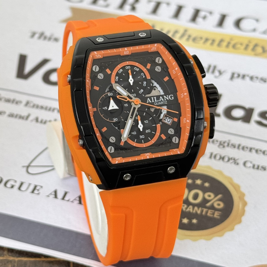 AILANG Stylish Analog Quartz Chronograph Men’s Watch with Durable Silicone Strap