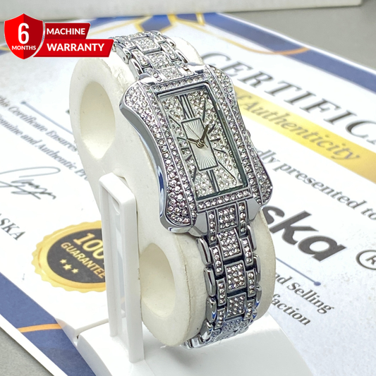 Luxury Iced Out Design Concave Shape Dial Ladies Chain Watch - A Perfect Gift For Her