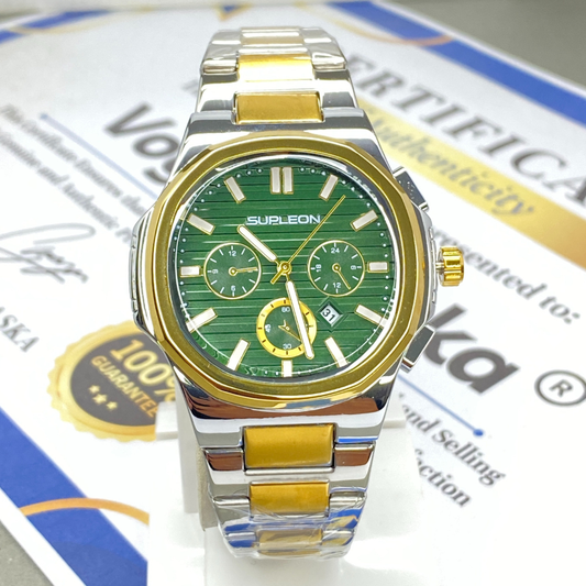 SUPLEON Octagonal Dial Analog Quartz Stainless Steel Made Luxury Chain Watch For Men