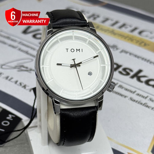TOMI T-101 Round Dial Analog Quartz Movement Straps Watch With Date Display For Men