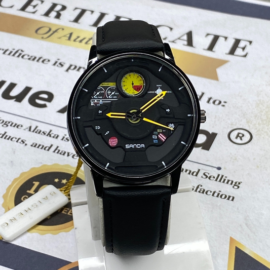 SANDA Round Dial Analog Quartz Movement Straps Watch For Men