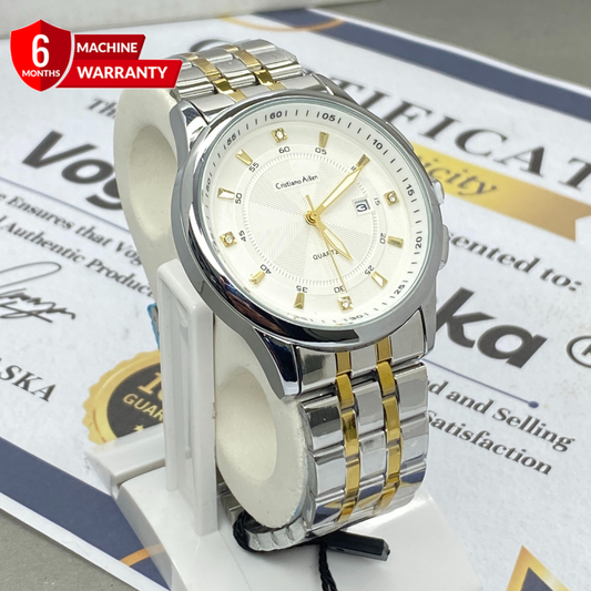 Cristiano Aillen Round Dial Analog Quartz Stainless Steel Watch For Men With Date Display