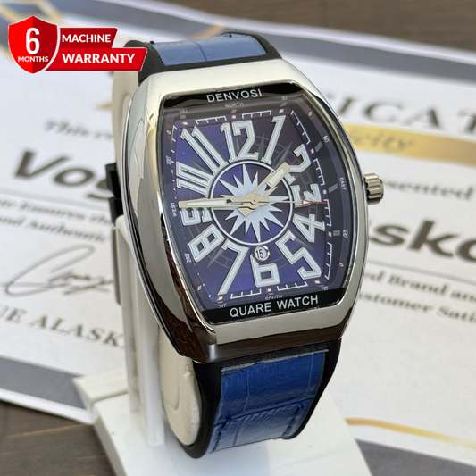 Denvosi Premium Analog Quartz Movement Curvex Shape Dial Date Display Straps Watch