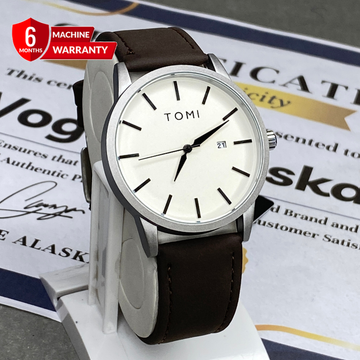 TOMI T-071 Round Dial Analog Quartz Movement Straps Watch With Date Display For Men