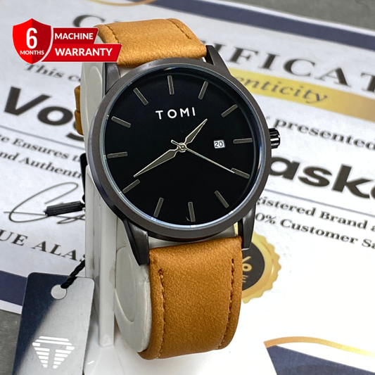 TOMI T-071 Round Dial Analog Quartz Movement Straps Watch With Date Display For Men