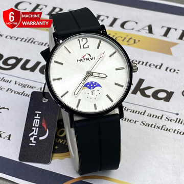 HERYI Analog Quartz Movement Round Dial Silicone Straps Watch With Date Display