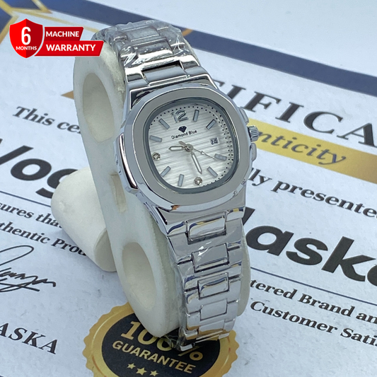 Diamond Blue Premium Stainless Steel Chain Elegent Ladies Watch - A Perfect Gift For Her