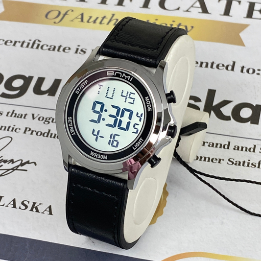 BNMI Round Dial Multifunctional Digital Display Straps Watch For Men