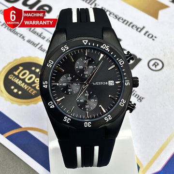 WESTCHI Chronograph Watch – Sleek Style with Silicone Rubber Comfort