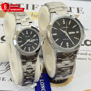 Longbo Elegant Couple Chain Watches – Analogn Quartz Movement with Day & Date Display