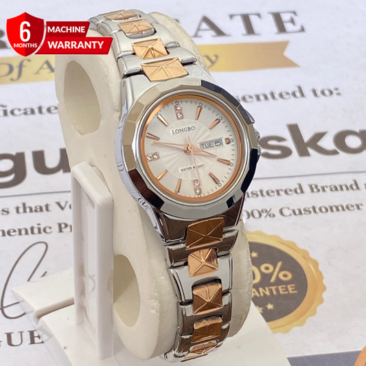 Longbo Elegant Round Dial Ladies Stainless Steel Watch – Timeless Gift for Her