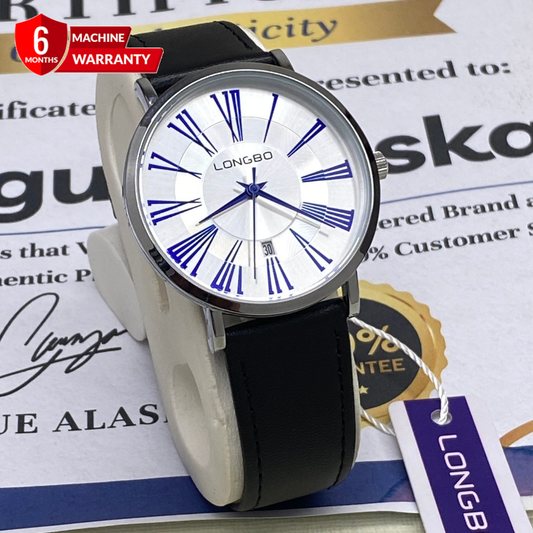 LONGBO Men's Analog Quartz Movement Round Dial Straps Watch With Date Display