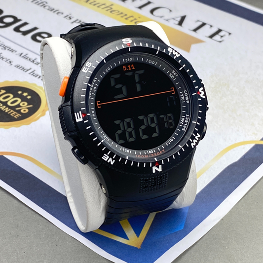 Men's Digital Display Round Dial Rotatable Bezel Multifunctional Sports Watch