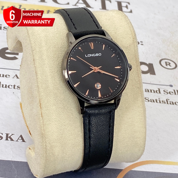 Longbo Premium Ladies Strap Watch with Round Dial and Date Function