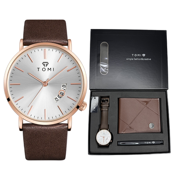 TOMI T-018 Straps Wrist Watch For Men With Wallet and Pen in Proper Tomi Gift Box