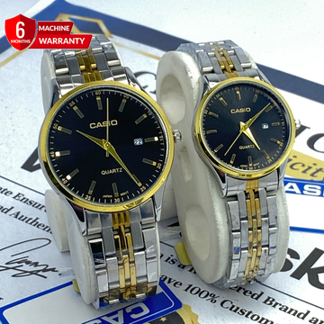 CASIO Round Dial Analog Quartz Movement Stainless Steel Made Couple Watches