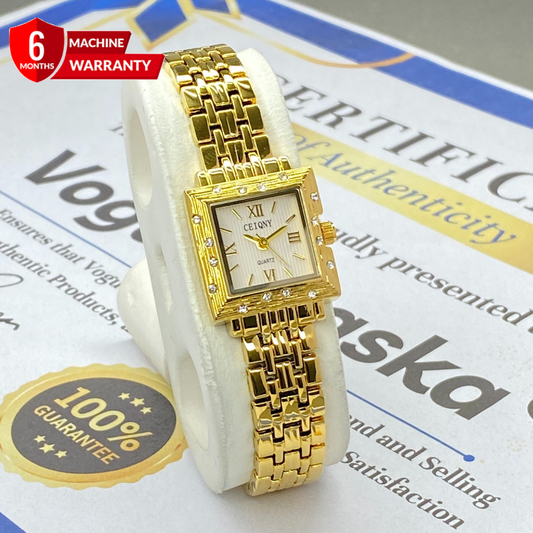 CEIQNY Luxury Square Dial Ladies Stainless Steel Chain Watch – An Elegant Gift for Her