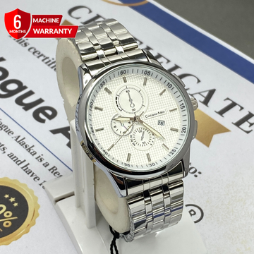 Cristiano Aillen Round Dial Stainless Steel Chain Watch With Date Display For Men