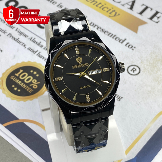 BINBOND Analog Time Luxury Stainless Steel Watch For Men with Date & Day Display