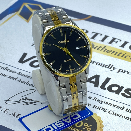 CASIO Round Dial Analog Quartz Movement Stainless Steel Made Couple Watches