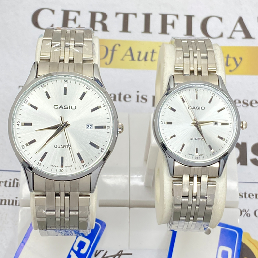 CASIO Luxury Analog Quartz Stainless Steel Made Couple Watches