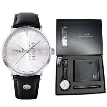 TOMI T-019 Straps Wrist Watch For Men With Wallet and Pen in Proper Tomi Gift Box