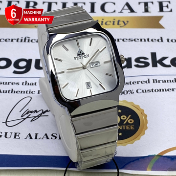 FTTPON Square Dial Analog Quartz Movement Durable Stainless Steel Chain Watch